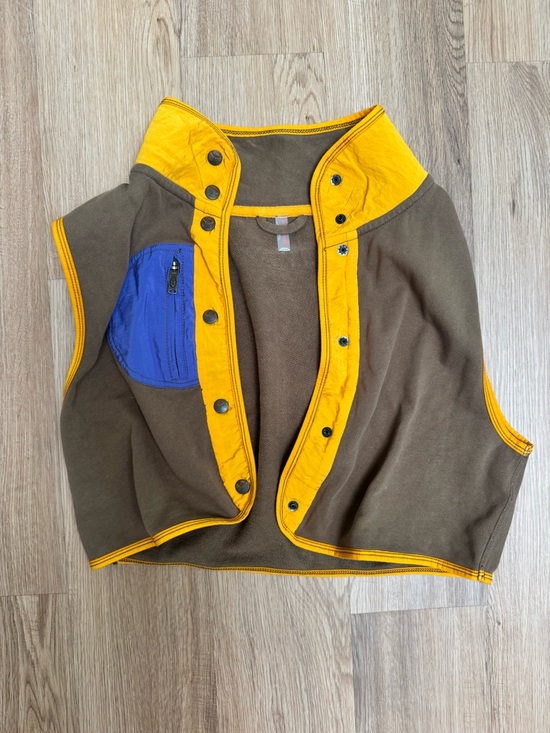 free people movement Jackets & Blazers - FP Movement by Free People Olive Brown Vest with Yellow Trim and Blue Pocket